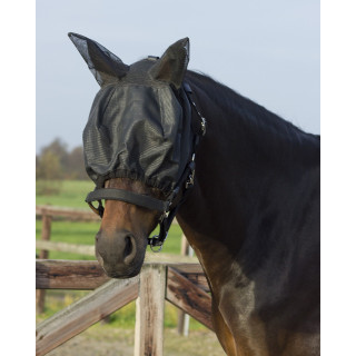 QHP Halfter-Fliegenmaske Combi mit Ohren schwarz Pony