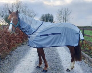 Bucas Fliegendecke Buzz-Off Rain & Neck silver-blue
